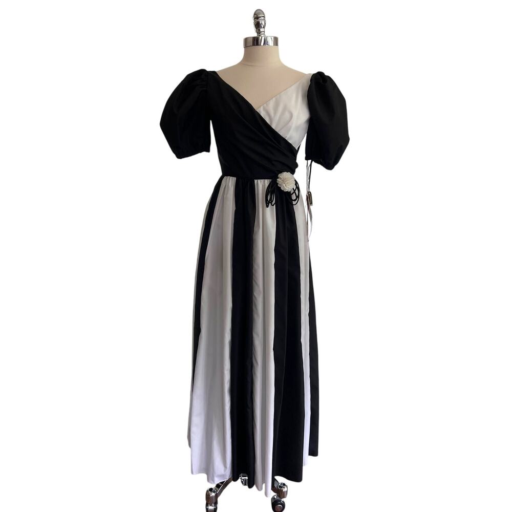 Vintage Anne Gerard Black and White Dress Bridesmaid Women's 10 NWT